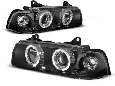 Scheinwerfer Angel Eyes für BMW 3er E36 Cabrio Coupe Bj. 92-99 Schwarz